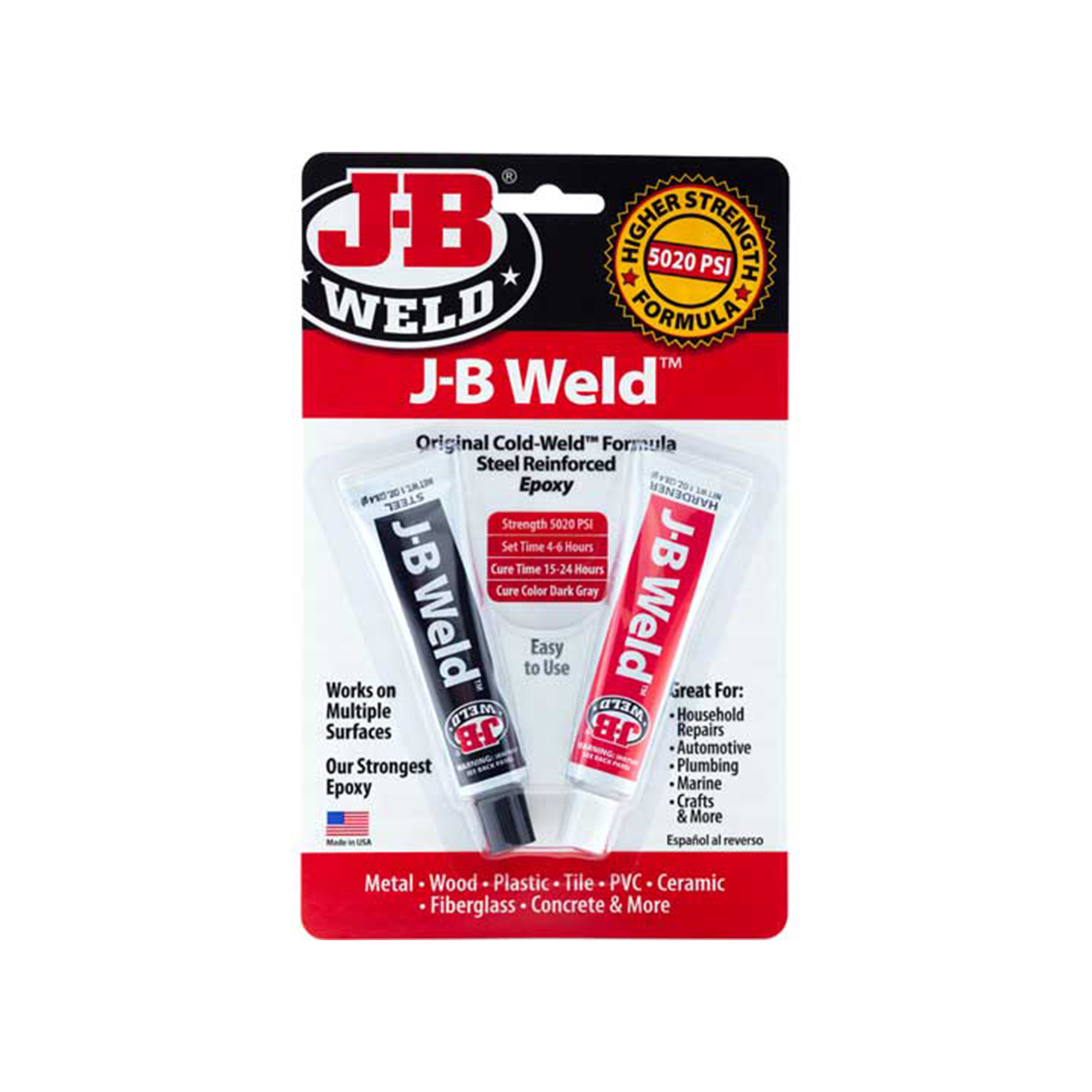 JB Weld Original Twin Tube Epoxy — 2x 1oz., High Strength, Heat Resistant, Model# JBW8265S